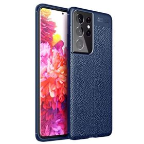 Gpack Samsung Galaxy S21 Ultra 5G Niss Silikon Deri Görünümlü Lacivert Kılıf