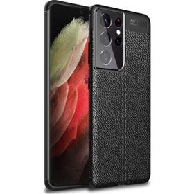 Gpack Samsung Galaxy S21 Ultra 5G Niss Silikon Deri Görünümlü Siyah Kılıf