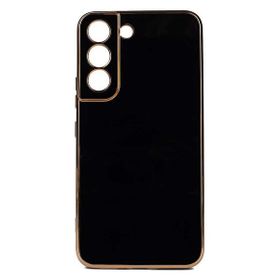 Gpack Samsung Galaxy S22 Bark Parlak Silikon Renkli Kenarları Rose Siyah Cep Telefonu Kılıfı