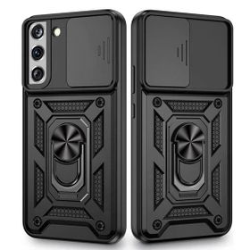 Gpack Samsung Galaxy S22 Plus Sert Silikon Tank Aramid Sürgülü Vega Yüzüklü Kırmızı Kılıf