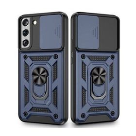 Gpack Samsung Galaxy S22 Plus Sert Silikon Tank Aramid Sürgülü Vega Yüzüklü Kırmızı Kılıf