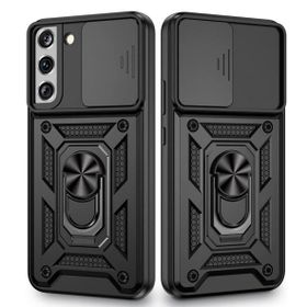 Gpack Samsung Galaxy S22 Plus Sert Silikon Tank Aramid Sürgülü Vega Yüzüklü Kırmızı Kılıf