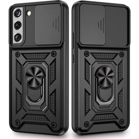 Gpack Samsung Galaxy S22 Plus Sert Silikon Tank Aramid Sürgülü Vega Yüzüklü Siyah Kılıf