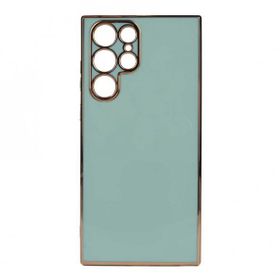 Gpack Samsung Galaxy S22 Ultra Bark Parlak Silikon Renkli Kenarları Rose Siyah Kılıf