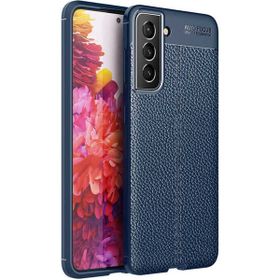 Gpack Samsung Galaxy S22 Ultra Niss Silikon Deri Görünümlü Full Ekran Koruyucu Lacivert Kılıf