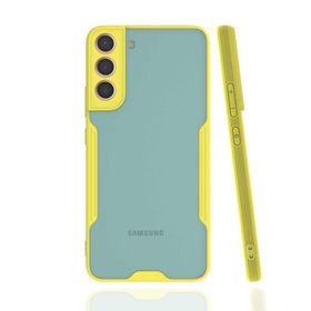 Gpack Samsung Galaxy S22 Ultra Parfe Kamera Korumalı İnce Çerçeveli Silikon Sarı Kılıf