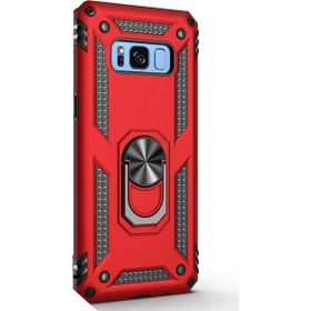 Gpack Samsung Galaxy S8 Çift Katmanlı Tank Yüzüklü Mıknatıslı Vega Kapak Kırmızı Cep Telefonu Kılıf