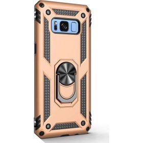 Gpack Samsung Galaxy S8 Plus Çift Katmanlı Tank Yüzüklü Mıknatıslı Vega Kapak Gold Cep Telefonu Kılıf