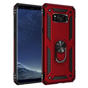 Gpack Samsung Galaxy S8 Plus Çift Katmanlı Tank Yüzüklü Mıknatıslı Vega Kapak Kırmızı Cep Telefonu Kılıf