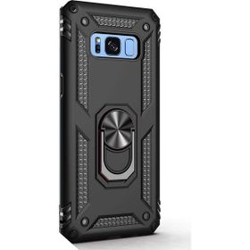 Gpack Samsung Galaxy S8 Plus Çift Katmanlı Tank Yüzüklü Mıknatıslı Vega Kapak Siyah Cep Telefonu Kılıf