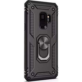 Gpack Samsung Galaxy S9 Çift Katmanlı Tank Yüzüklü Mıknatıslı Vega Kapak Siyah Cep Telefonu Kılıf