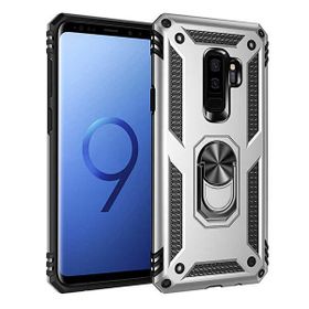 Gpack Samsung Galaxy S9 Plus Çift Katmanlı Tank Yüzüklü Mıknatıslı Vega Kapak Siyah Cep Telefonu Kılıf
