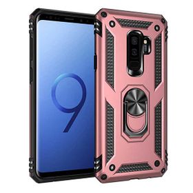 Gpack Samsung Galaxy S9 Plus Çift Katmanlı Tank Yüzüklü Mıknatıslı Vega Kapak Siyah Cep Telefonu Kılıf