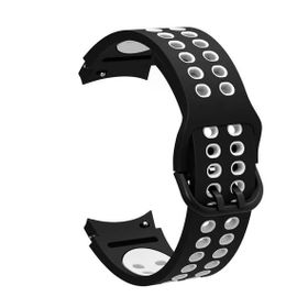 Gpack Samsung Galaxy Watch 4 Classic 42 mm Delikli Çift Renk Silikon Siyah Kordon