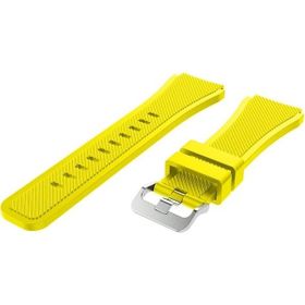 Gpack Samsung Galaxy Watch 46 mm 22 mm Silikon Çizgili Silikon Kançalı Sarı Kordon