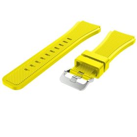 Gpack Samsung Galaxy Watch 46 mm 22 mm Silikon Çizgili Silikon Kançalı Sarı Kordon