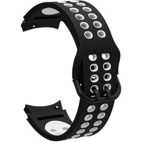 Gpack Samsung Galaxy Watch 5 Pro Delikli Çift Renk Silikon Siyah Kordon