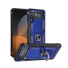 Gpack Samsung Galaxy Z Flip 4 Vega Sert Silikon Tank Standlı Yüzüklü Mıknatıslı Siyah Cep Telefonu Kılıfı