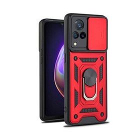 Gpack Vivo V21 Tank Aramid Sürgülü Vega Yüzüklü Kırmızı Kılıf