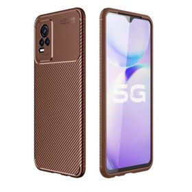 Gpack Vivo V21E Negro Karbon Görünüm Dizayn Silikon Kahverengi Kılıf