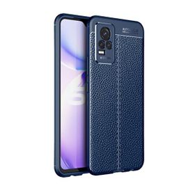 Gpack Vivo V21E Niss Silikon Deri Görünümlü Korumalı Lacivert Kılıf