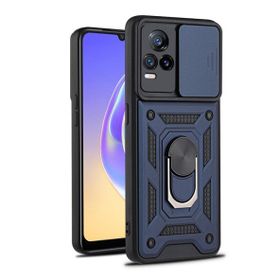 Gpack Vivo V21E Tank Aramid Sürgülü Vega Yüzüklü Siyah Kılıf