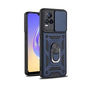 Gpack Vivo V21E Tank Aramid Sürgülü Vega Yüzüklü Siyah Kılıf