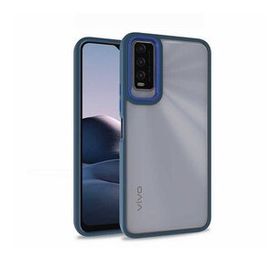 Gpack Vivo Y11S Flora Sert Silikon Arkası Cam Şeffaf Lacivert Kılıf