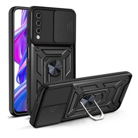 Gpack Vivo Y20 Tank Aramid Sürgülü Vega Yüzüklü Siyah Kılıf