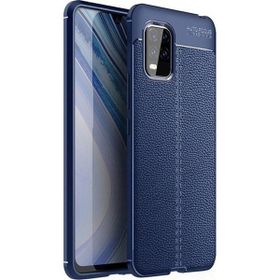 Gpack Xiaomi Mi 10 Lite Niss Silikon Deri Görünümlü Lacivert Kılıf