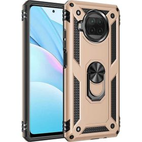 Gpack Xiaomi Mi 10T Lite Vega Tank Koruma Standlı Yüzüklü Mıknatıslı Nano Glass Gold Kılıf