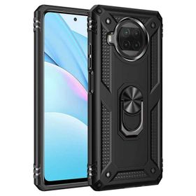 Gpack Xiaomi Mi 10T Lite Vega Tank Koruma Standlı Yüzüklü Mıknatıslı Siyah Kılıf