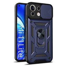 Gpack Xiaomi Mi 11 Lite Tank Aramid Sürgülü Vega Yüzüklü Nano Lacivert Kılıf