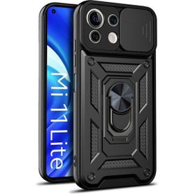 Gpack Xiaomi Mi 11 Lite Tank Aramid Sürgülü Vega Yüzüklü Siyah Kılıf