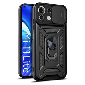 Gpack Xiaomi Mi 11 Lite Tank Aramid Sürgülü Vega Yüzüklü Siyah Kılıf