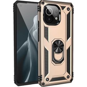 Gpack Xiaomi Mi 11 Lite Vega Tank Standlı Yüzüklü Mıknatıslı Gold Kılıf