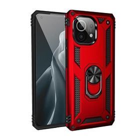 Gpack Xiaomi Mi 11 Lite Vega Tank Standlı Yüzüklü Mıknatıslı Kırmızı Kılıf
