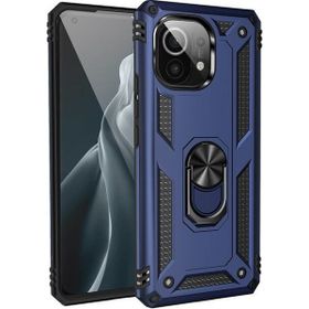 Gpack Xiaomi Mi 11 Lite Vega Tank Standlı Yüzüklü Mıknatıslı Lacivert Kılıf