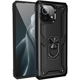 Gpack Xiaomi Mi 11 Lite Vega Tank Standlı Yüzüklü Mıknatıslı Siyah Kılıf
