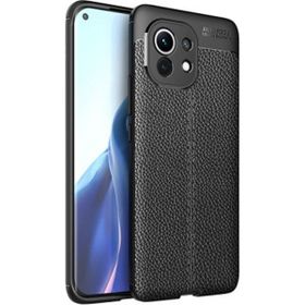 Gpack Xiaomi Mi 11 Niss Silikon Deri Görünümlü Siyah Kılıf