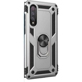 Gpack Xiaomi Mi 9 Çift Katmanlı Tank Yüzüklü Mıknatıslı Vega Kapak Nano Glass Gümüş Cep Telefonu Kılıf