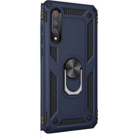Gpack Xiaomi Mi 9 Çift Katmanlı Tank Yüzüklü Mıknatıslı Vega Kapak Nano Glass Lacivert Cep Telefonu Kılıf