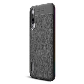 Gpack Xiaomi Mi 9 Lite Niss Deri Görünümlü Nano Glass Siyah Silikon Cep Telefonu Kılıf