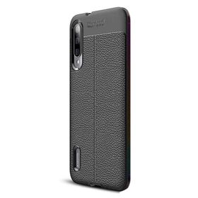 Gpack Xiaomi Mi 9 Lite Niss Deri Görünümlü Nano Glass Siyah Silikon Cep Telefonu Kılıf