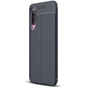 Gpack Xiaomi Mi 9 Niss Deri Görünümlü Lacivert Silikon Kılıf