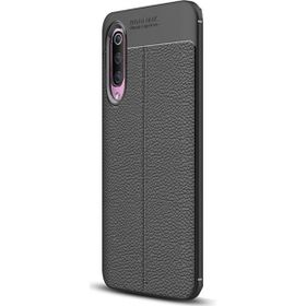 Gpack Xiaomi Mi 9 Niss Deri Görünümlü Siyah Silikon Kılıf