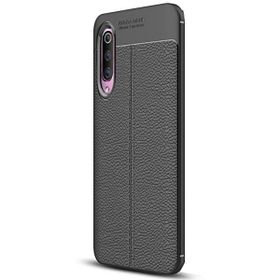 Gpack Xiaomi Mi 9 Niss Deri Görünümlü Siyah Silikon Kılıf