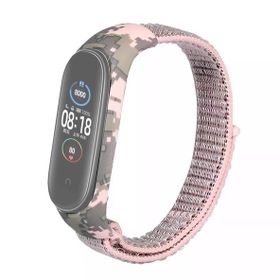 Gpack Xiaomi Mi Band 5 Kumaş Cırtcırt Kamuflaj Desenli Bronz Kordon