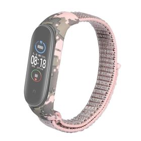 Gpack Xiaomi Mi Band 5 Kumaş Cırtcırt Kamuflaj Desenli Bronz Kordon