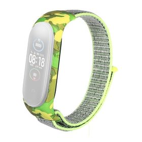 Gpack Xiaomi Mi Band 5 Kumaş Cırtcırt Kamuflaj Desenli Bronz Kordon